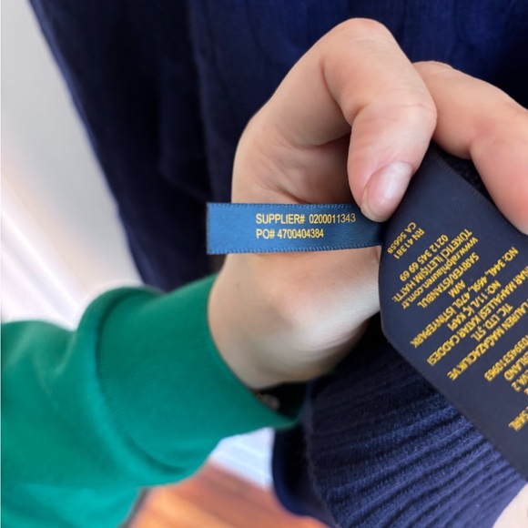 Polo Ralph Lauren Cashmere Cable Knit Sweater Navy Blue Crewneck Women’s L - Picture 7 of 10